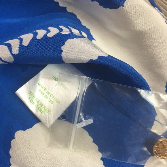 NWT Lilly Pulitzer Womens Elsa Top Schooner Blue Dock Hopper Silk Blouse L - Picture 5 of 7